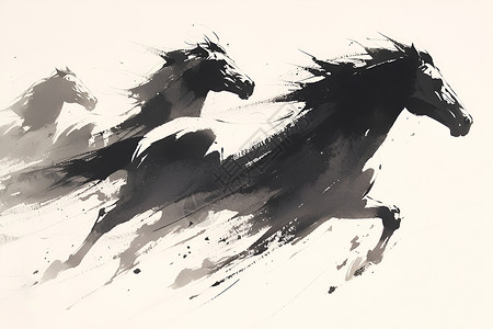 奔跑的两匹马背景图片