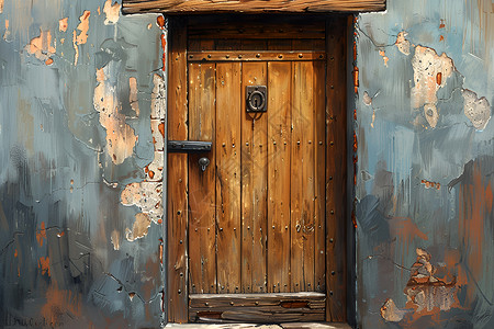 古老建筑的木门背景图片