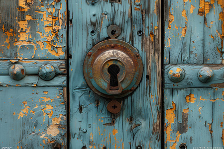 古老的门锁背景图片