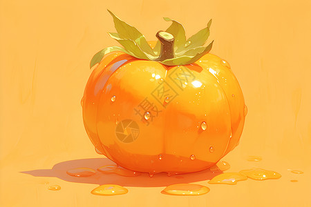 美味柿子海报美味新鲜的柿子插画