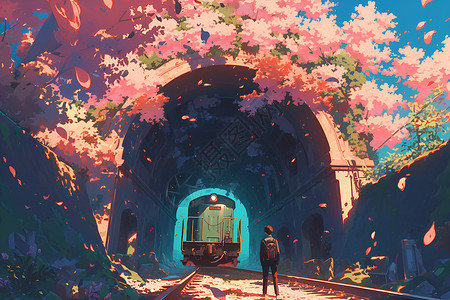 隧道中的火车背景图片