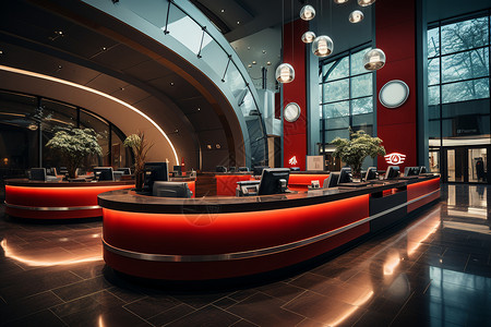 现代银行服务柜台的精美设计高清图片