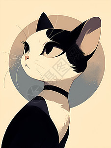 黑白猫咪神秘猫咪之旅插画
