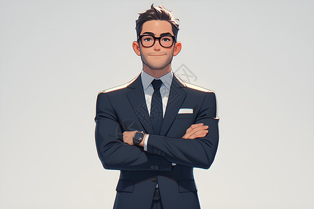 男人商务商人戴着眼镜的商务精英插画