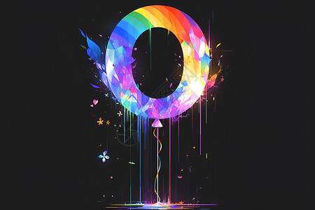 彩色圆形光效彩虹气球插画