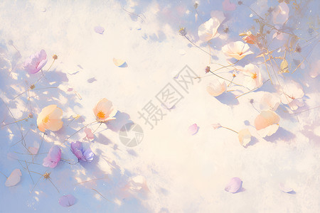 花卉壁纸阳光里缤纷的花朵插画
