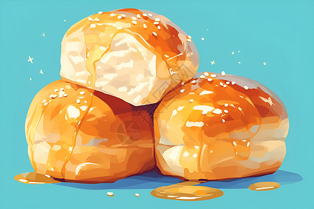 盘子糖浆健康的美食面包插画