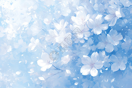 花卉壁纸阳光里的洁白花朵插画