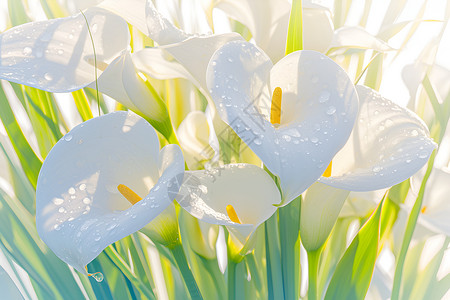 白马蹄莲绽放的美丽花朵插画