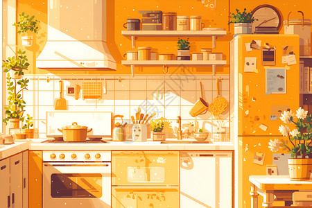 设计的动画厨房背景图片