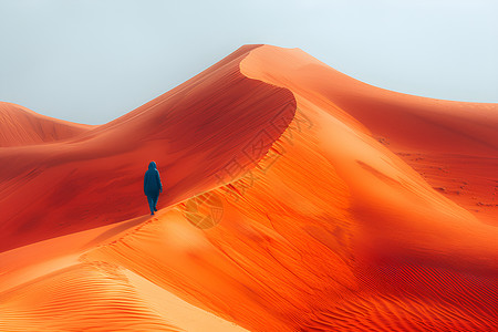 一人孤身穿越沙漠插画