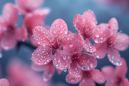 粉色花瓣上的水珠背景图片