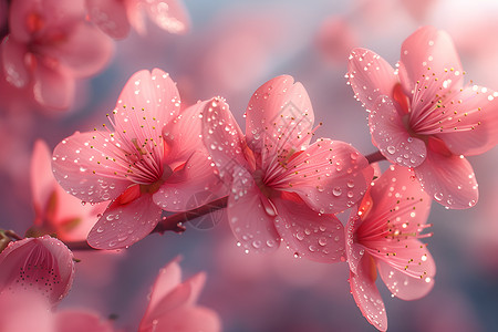 桃花梦幻素材春天粉色的桃花背景