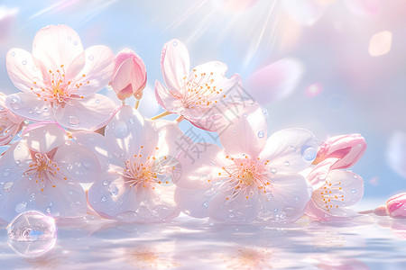 阳光下的樱花背景图片