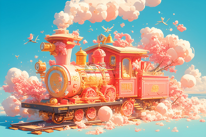 梦幻的粉色火车图片