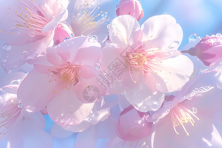 阳光下的美丽樱花背景图片