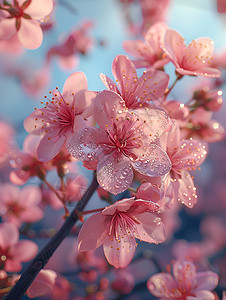 浪漫的粉色桃花背景图片