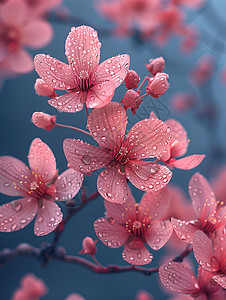 绽放粉红桃花背景图片