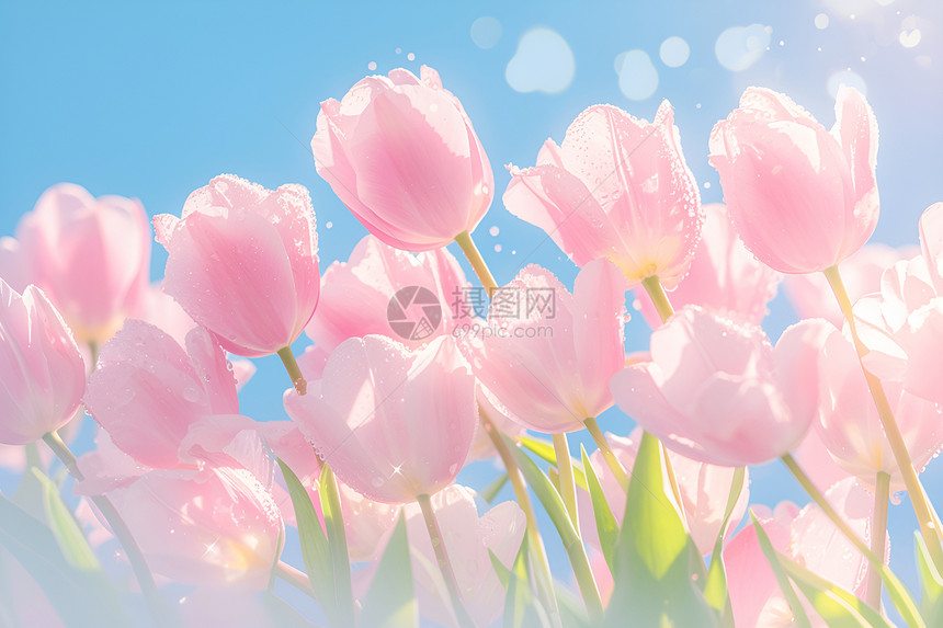 粉色的郁金香花朵图片