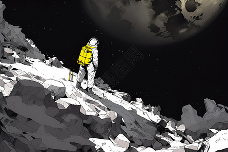月球探索的宇航员背景图片