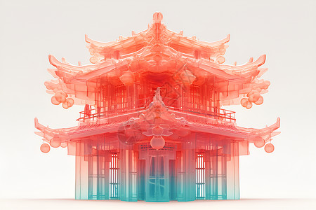 彩色中式建筑背景图片