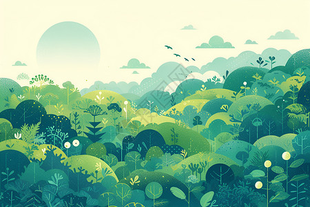 静谧林间插画背景图片