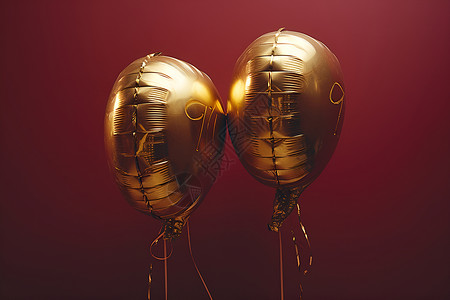 金色气球与鲜红背景设计图片
