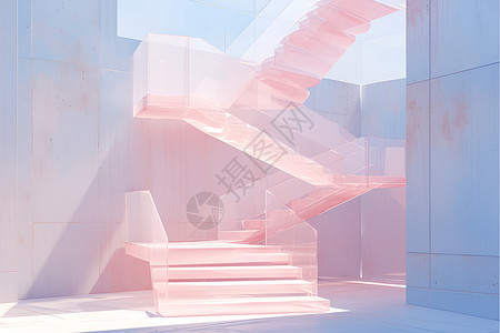 转角楼梯粉色建筑的楼梯设计图片