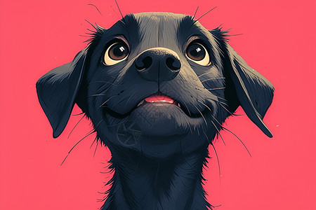 黑色狗狗的头像插画