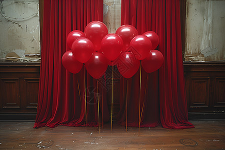 室内的红色气球背景图片