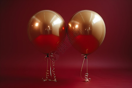 红色背景前的金色气球背景图片
