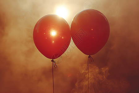 红色的漂浮物气球背景图片