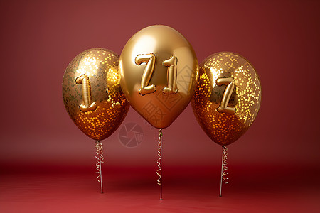 球体拼凑数字金色气球上的数字背景