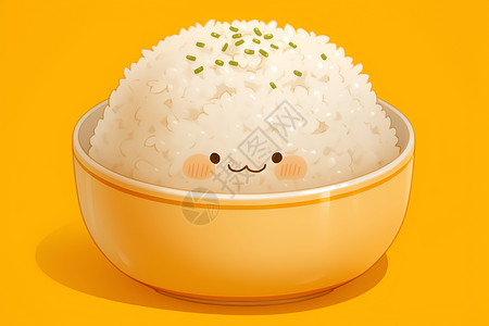 卡通可爱汤圆美味可口的米饭插画