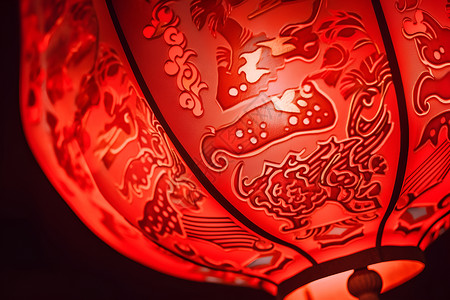 中国红花纹中国红灯笼背景