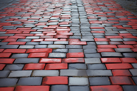 红灰花纹样湿润的红灰砖路背景