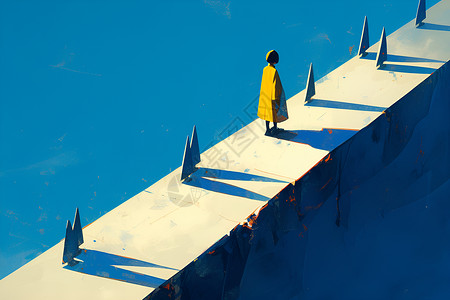 缅甸桥梁阳光中的孤寂插画