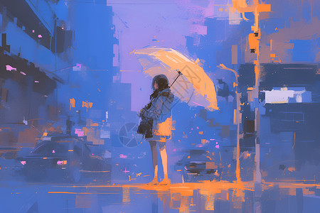 雨中的少女背景图片
