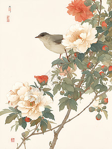 花枝上的小鸟背景图片