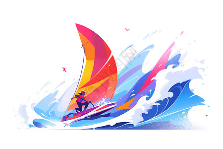 帆板冲浪冲浪者的插图插画