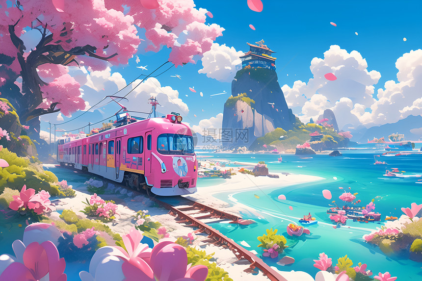 粉色火车图片