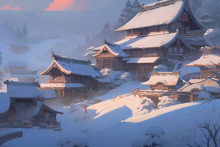冬日山村背景图片