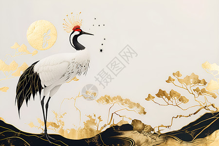 漂亮的红冠鹤背景图片