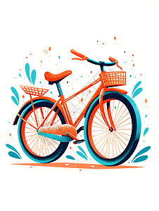 自行车车轮绿色的自行车插画