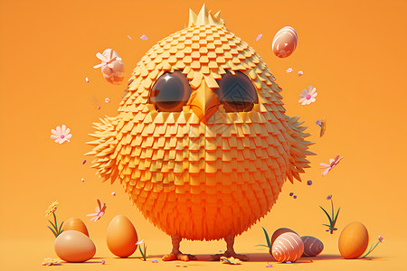 彩色鸡蛋彩蛋雕塑插画