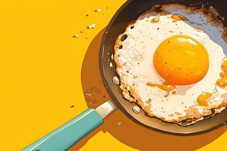 煎鸡蛋食物美食平底锅中的煎鸡蛋插画