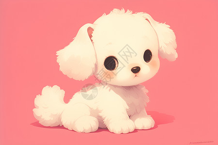 小犬与粉色背景高清图片