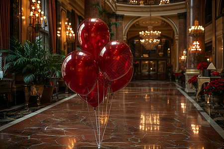 室内的红色气球背景图片