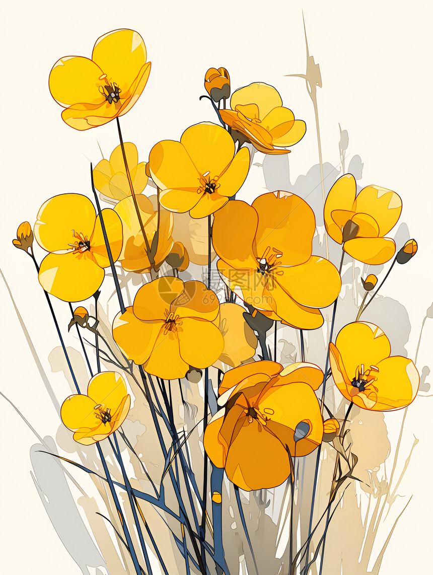 简约的黄色小花朵图片