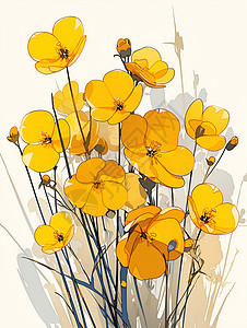 简约的黄色小花朵背景图片